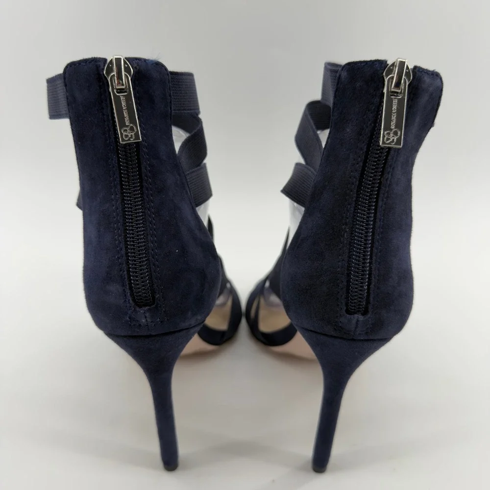Jessica Simpson Jyra Navy Blue Suede Elastic Strappy Stiletto Heels 9.5M